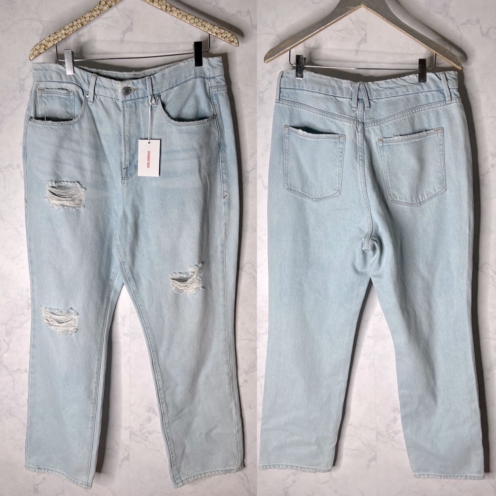 Good American Blue Boyfriend Jeans Distressed